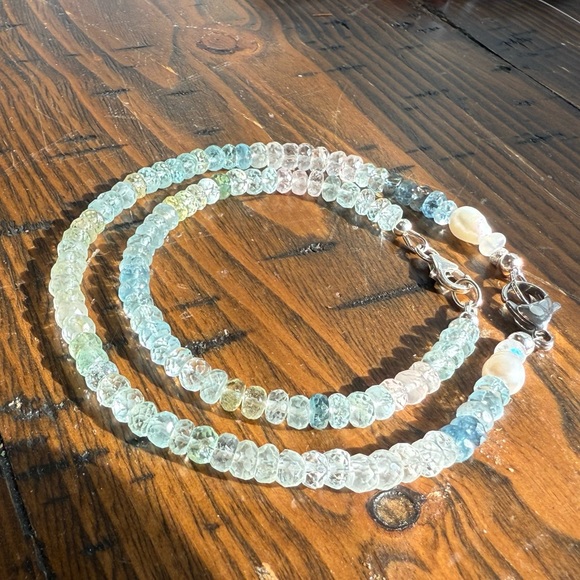 Elegant Beryl Faceted Bracelet and Anklet Set